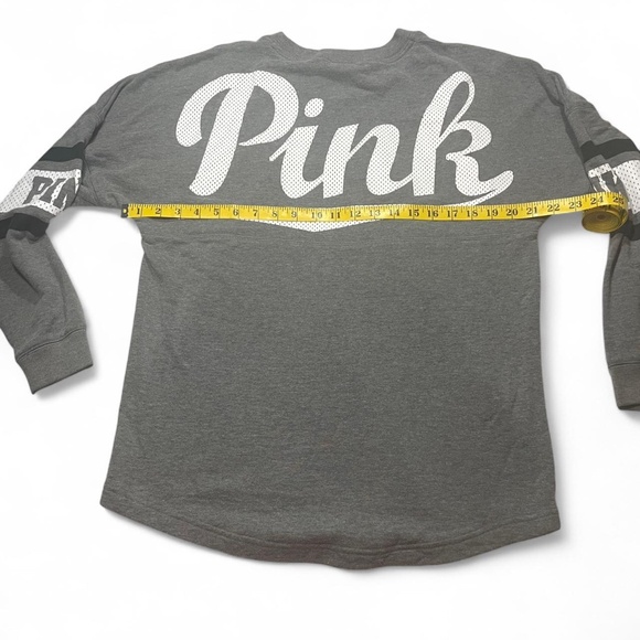 Grey Victoria's Secret PINK Long Sleeve Crewneck Sweatshirt, With White Dog Logo - Picture 5 of 8